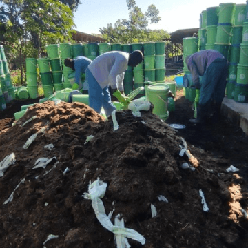 SOIL’s Research Team experimenting with compostable container liners