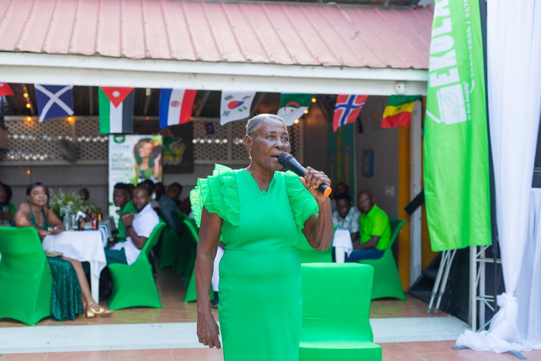 Madame Bwa at the SOIL Dinner in Green