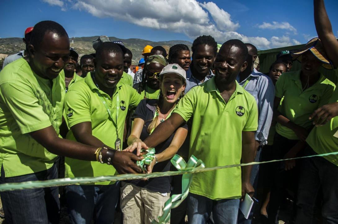 Sasha Kramer alongside SOIL's team and supporters in Port-au-Prince, 2016